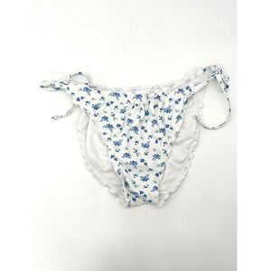 Wild Fable Bikini Bottom Women XL Blue Floral Side Tie Ruffle Cottagecore Indie